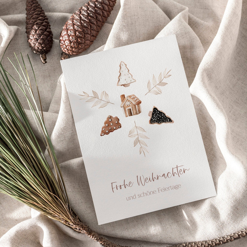Weihnachtskarte auf Strukturpapier Lebkuchen A6