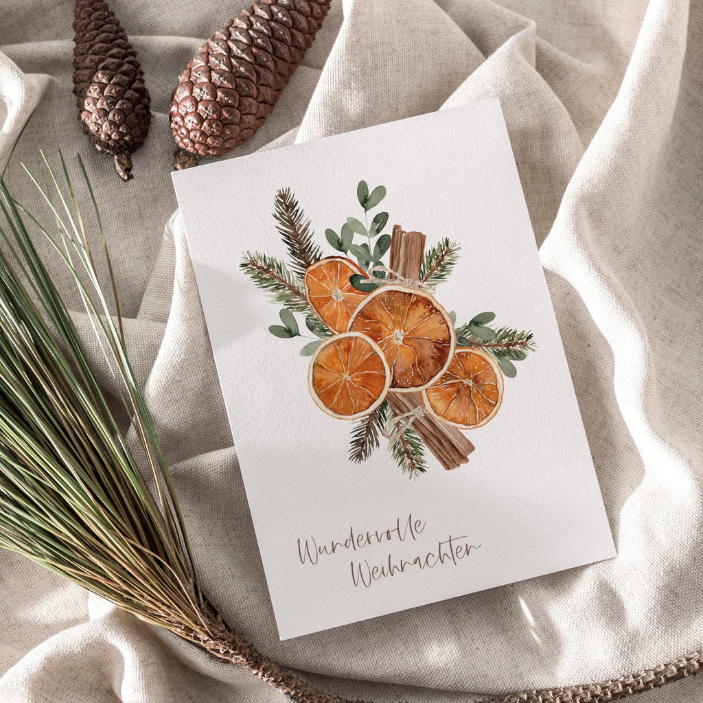 Weihnachtskarte auf Strukturpapier Orangen A6