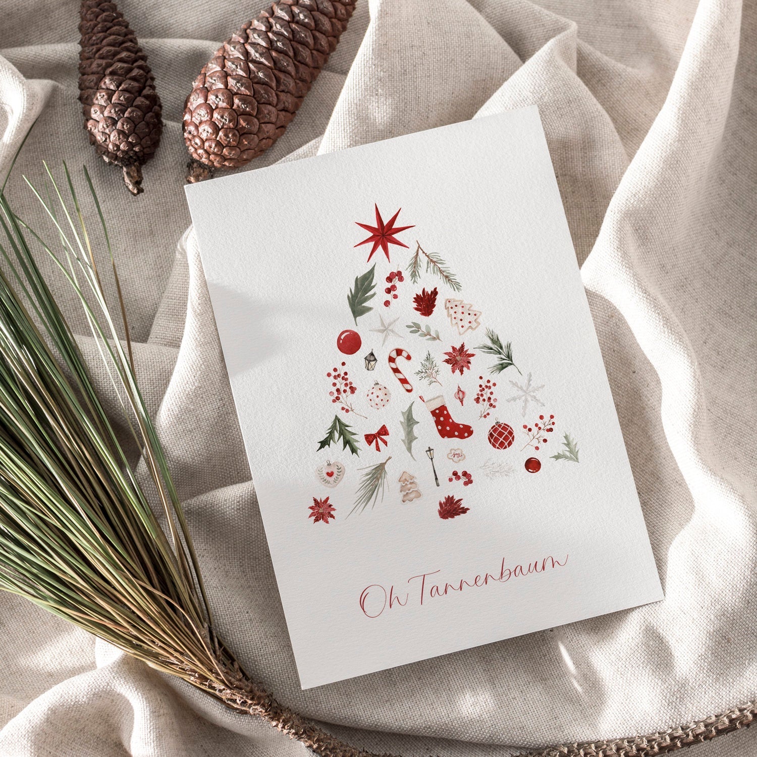 Weihnachtskarte auf Strukturpapier Tannenbaum A6