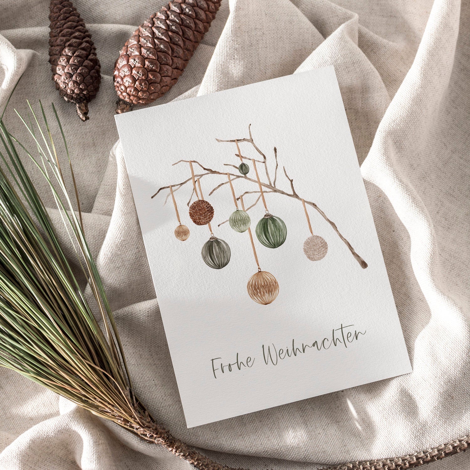 Weihnachtskarte auf Strukturpapier Zweig A6