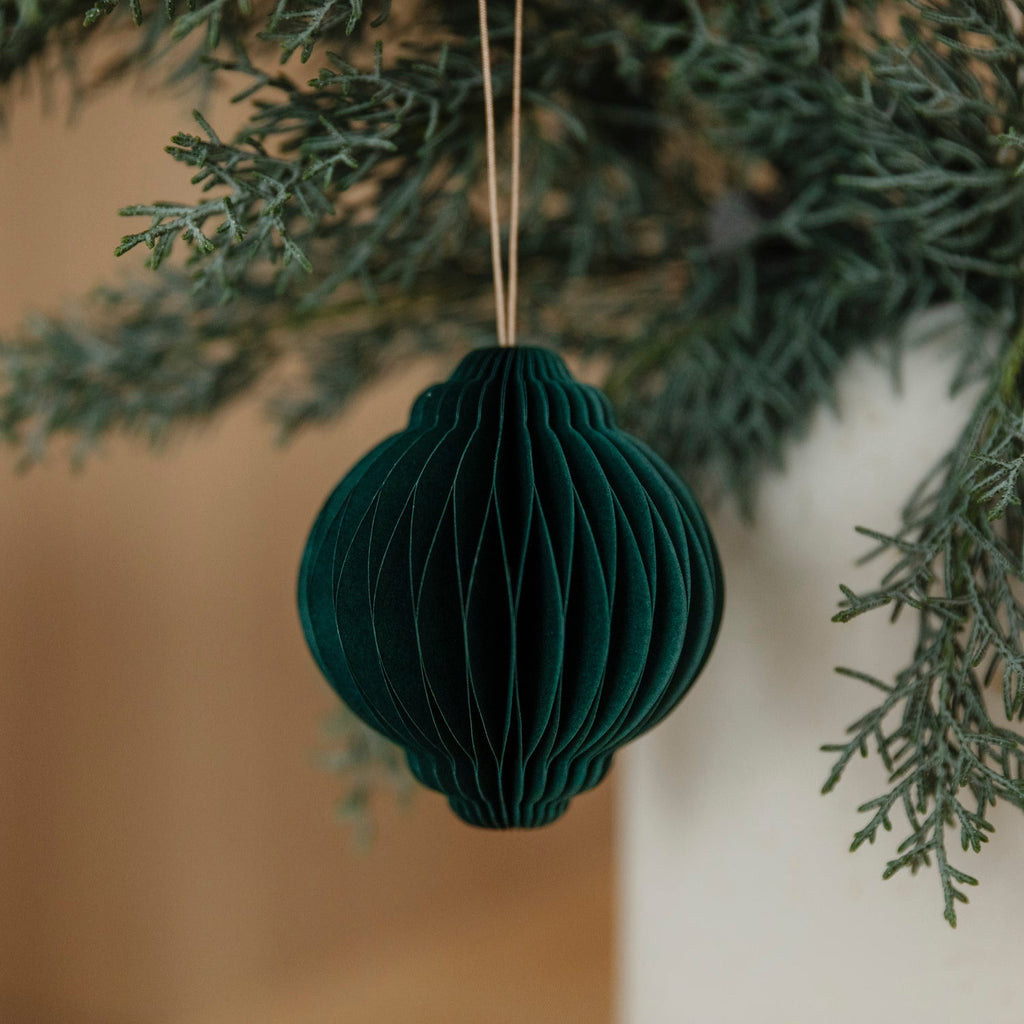 Papieranhänger Kugel Ornament - dunkelgrün