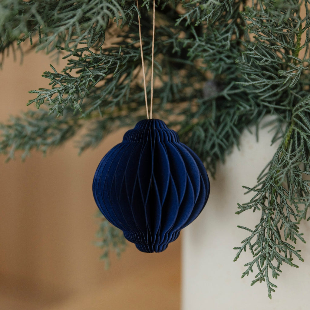 Papieranhänger Kugel Ornament - dunkelblau