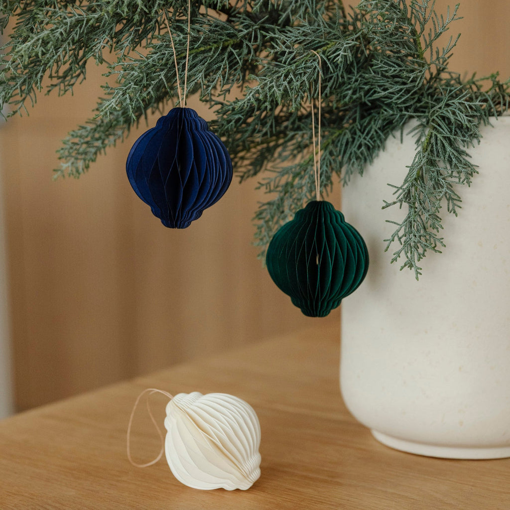 Papieranhänger Kugel Ornament - dunkelgrün
