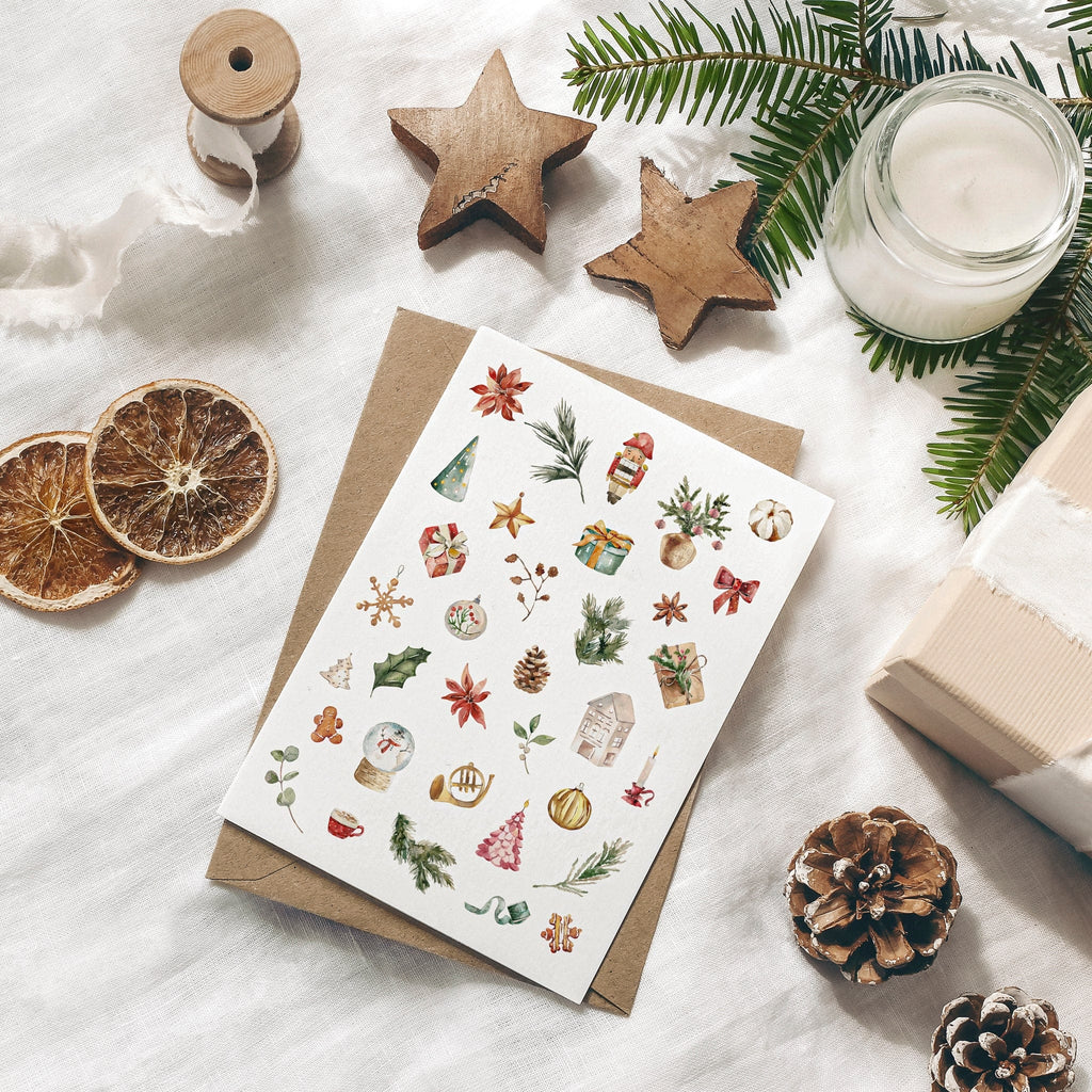 Weihnachtskarte auf Strukturpapier Weihnachtsmotive A6