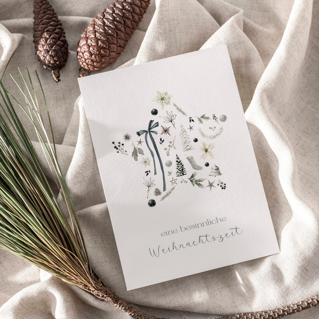 Weihnachtskarte auf Strukturpapier Stern Calm A6
