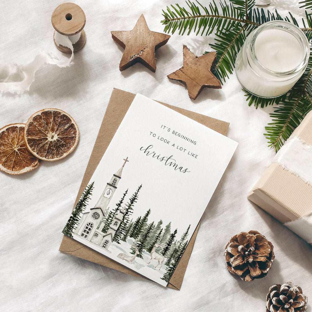 Weihnachtskarte auf Strukturpapier Rentiere A6