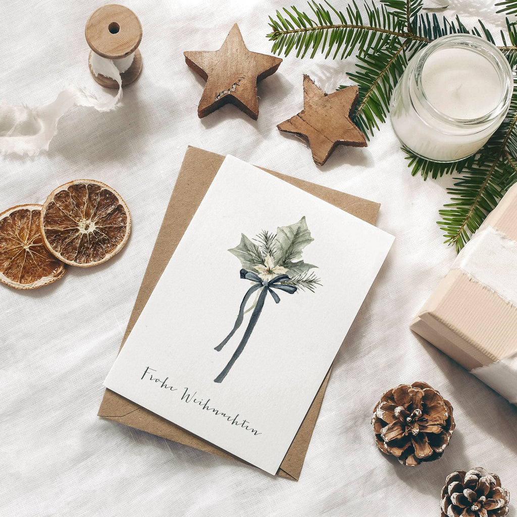 Weihnachtskarte auf Strukturpapier Strauß A6