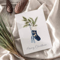 Weihnachtskarte auf Strukturpapier Strumpf A6