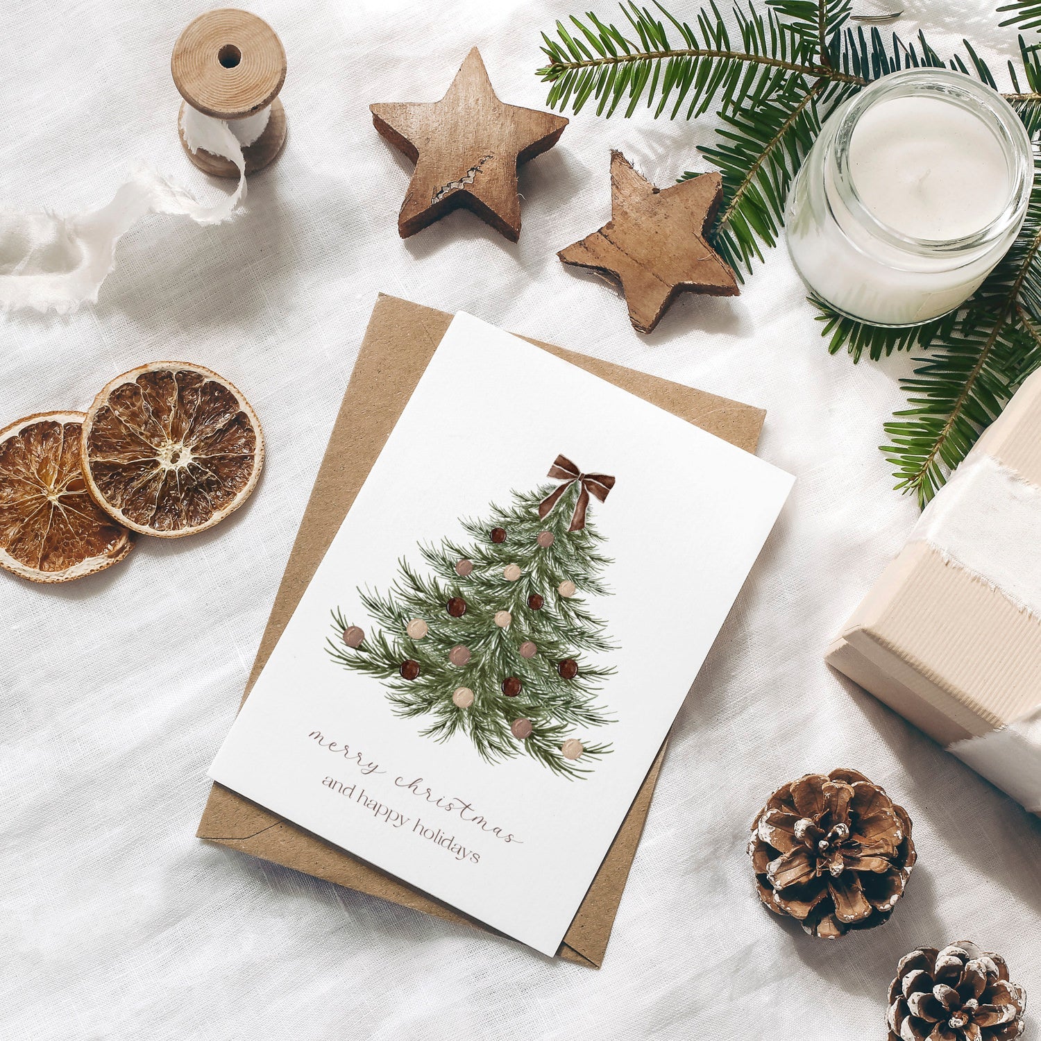 Weihnachtskarte auf Strukturpapier Baum A6