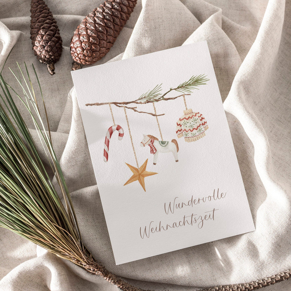 Weihnachtskarte auf Strukturpapier Kranz Ast A6